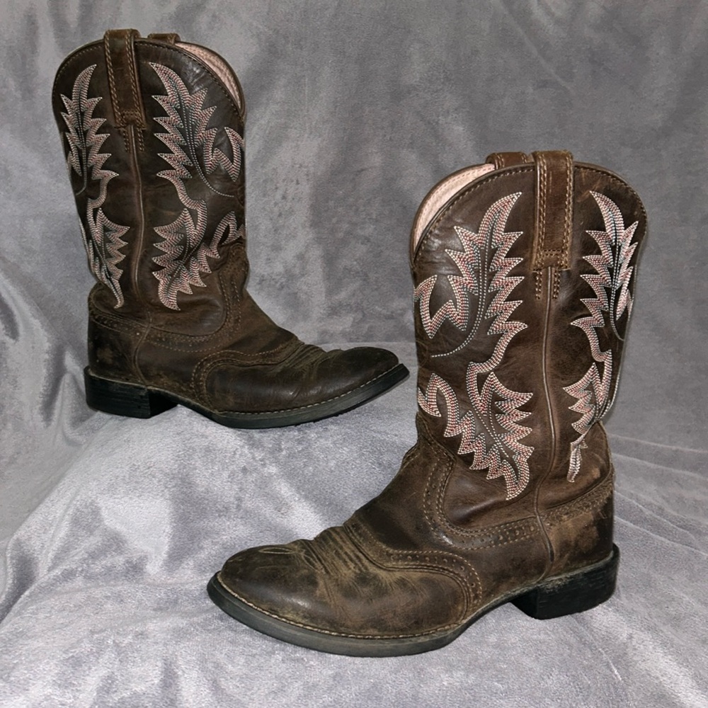 ARIAT Size 6.5B Stockman Ultra Leather Cowgirl Western Brown Boots